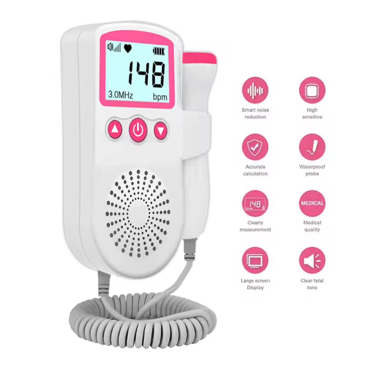 Doppler Fetale – Rilevatore di Battito per Gravidanza con Audio in Tempo Reale